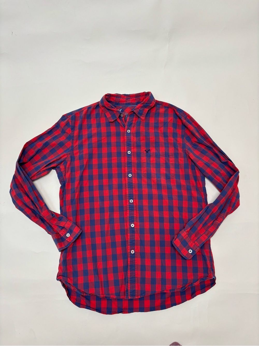 American Eagle No77 100% Cotton 90's Plaid Size Large Button Up Shirt